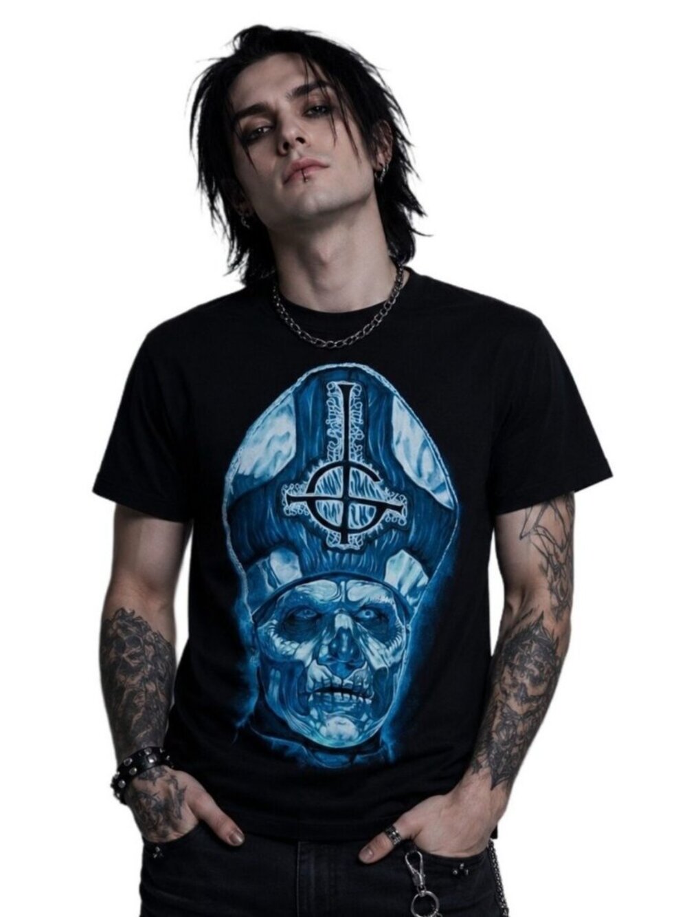 NEW Hot Topic Ghost Papa Emeritus II Short Sleeve T-Shirt - Size: Large